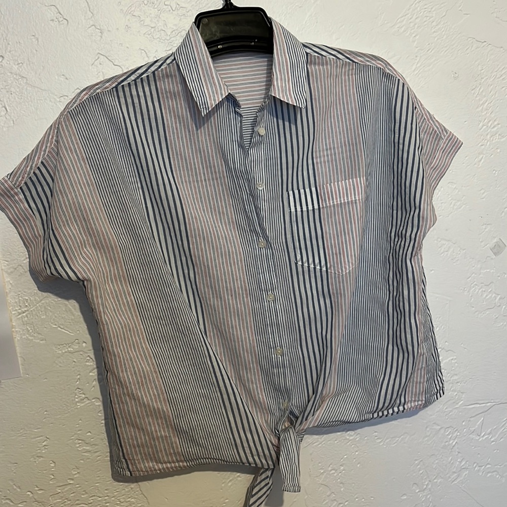 Madewell Red Blue Stripe Tie Top